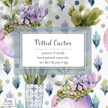 Potted Cactus Patterns & Motifs