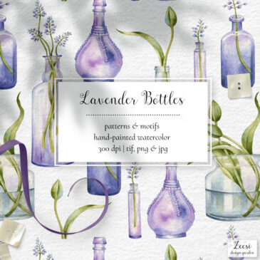 Lavender Bottles Patterns & Motifs