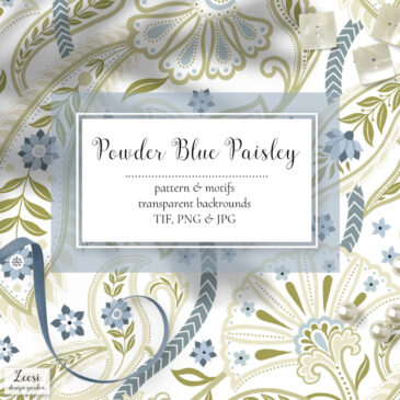 Powder Blue Paisley Pattern & Motifs