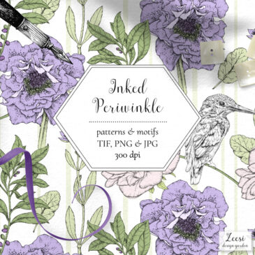 Inked Periwinkle Patterns & Motifs